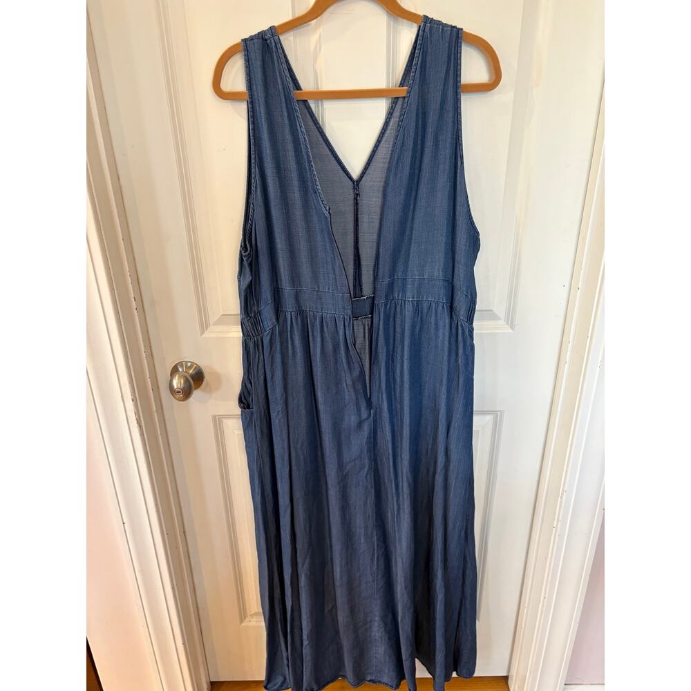 Standards & Practices Plus Size V-Neck A-Line Tencel Denim Maxi Dress Size 2X - Picture 4 of 16